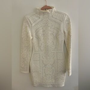 Va Va Voom White Long Sleeve Embellished Dress